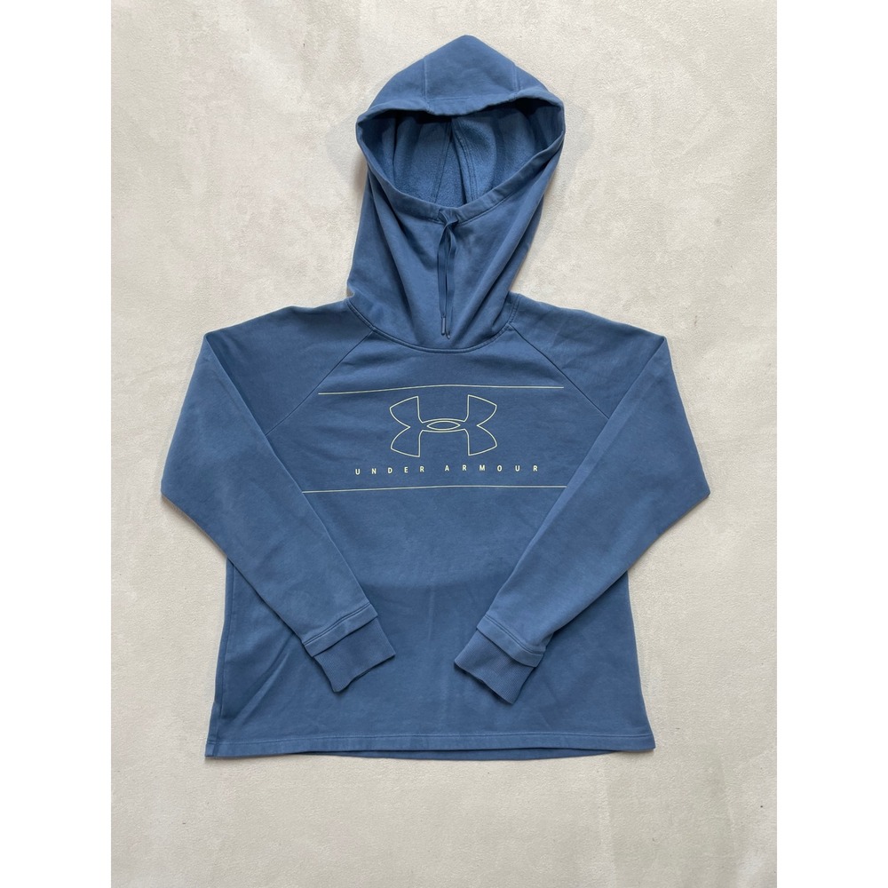 Under Armour Womens Blue Loose Fleece Logo Pullover Hoodie Large RN96510